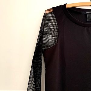 Cute Forever 21 black dress with mesh sleeves!
